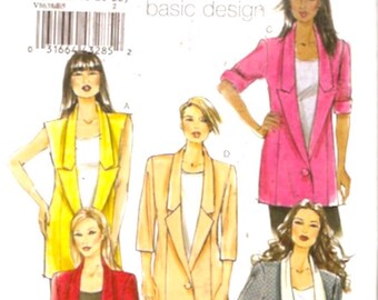 Chic lined jackets sewing pattern Vogue 8638 includes plus size Sz 14 to 22 UNCUT