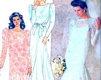 Butterick 4414 Fishtail Wedding dress sewing pattern Brides gown 80s Romantic vintage style Bust 40 UNCUT