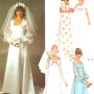 70s Wedding dress sewing pattern bridesmaid dresses pattern retro vintage Size 10 UNCUT