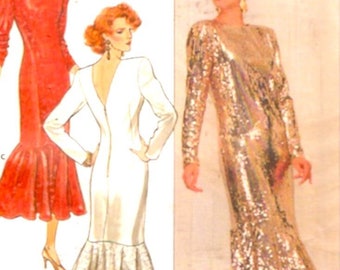 Fishtail Evening gown vintage Butterick 4397 sewing pattern Size 6 8 10 UNCUT