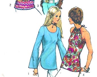 70s halter top summer tops knit style vintage sewing pattern Simplicity 9930 Size 10