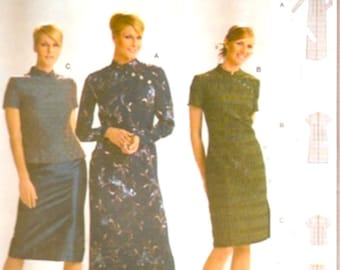 Evening Cheonsam dress Burda 8438 skirt top New Years party sewing pattern Size 10 to 22 UNCUT