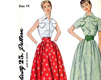 Circa 1950s Simplicity 3200 skirt top sewing pattern retro mid century style vintage Bust 32