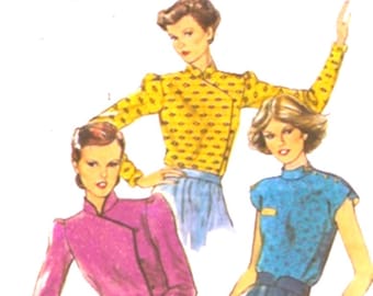 Cheongsam blouse top 80s era Style 2891 sewing pattern Day evening wear blouse size 16