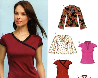 New Look 6405 sewing pattern Cheongsam tops Stretch Knit modern Yoga tops Sz 8 to 18 UNCUT