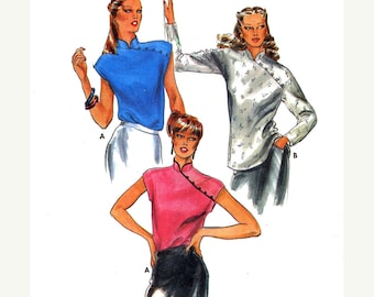 Butterick 6863 sewing pattern womens Cheongsam blouse top sewing pattern Size 8 CUT