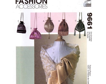 McCalls 9661 accessories brides or bridesmaids purses and scarf sewing pattern UNCUT