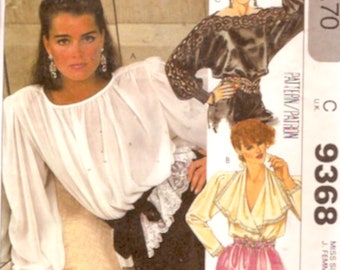 1980s McCalls 9368 tops Vintage sewing pattern Brooke Shields Collection Sz 8 UNCUT