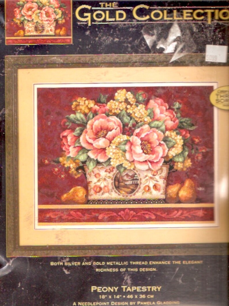 Peony Tapestry kit Dimensions 20019 Gold Collection Crafts flower lover DIY Needlepoint Unused image 1