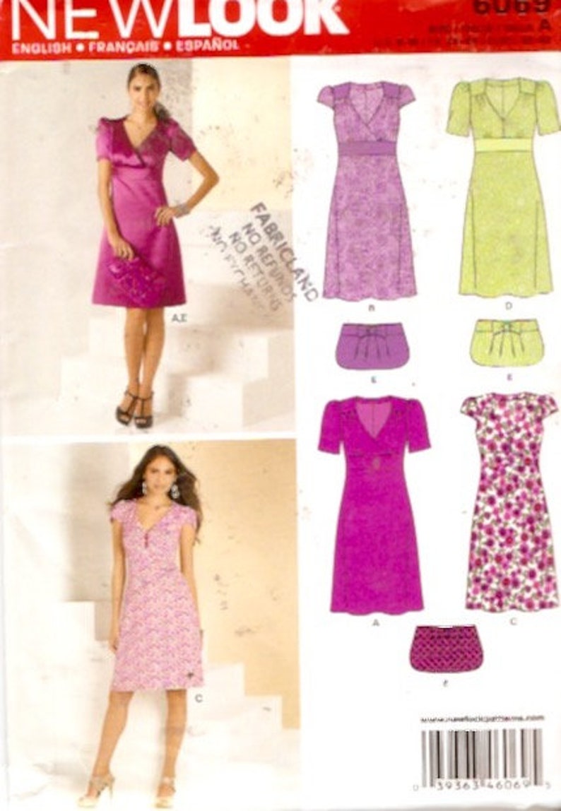 New Look 6069 sewing pattern dress clutch purse multi size Size 6 to 16 UNCUT image 3