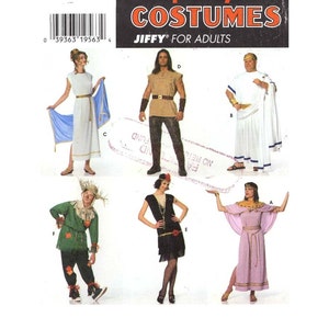 Simplicity 7382 costume sewing pattern for 20s Flapper Costume Egyptian or toga Thor Scarecrow Halloween or Theater UNCUT S to LG image 1