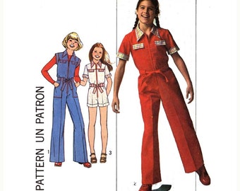 Simplicity 7949 1970s teen Girls jumpsuit sewing pattern Cut size 12 14