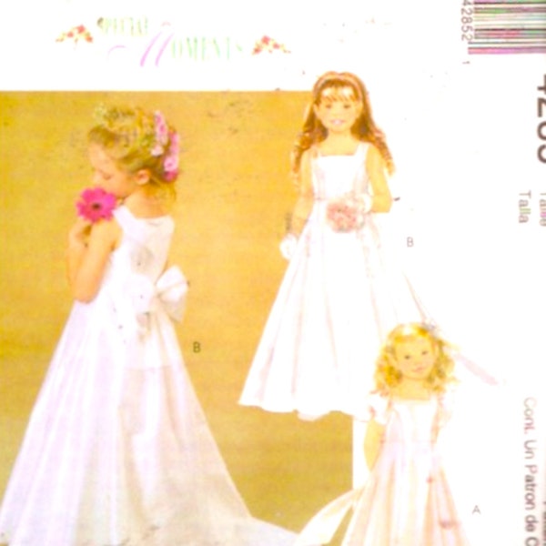 McCalls 4285 girls flowergirl dress sewing pattern Size 6 7 8 UNCUT FF