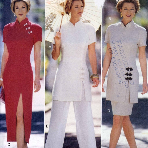 Cheongsam dress pattern Bridesmaid Bride dress top skirt and pants sewing pattern Butterick 3435 UNCUT Sz 6 to 10