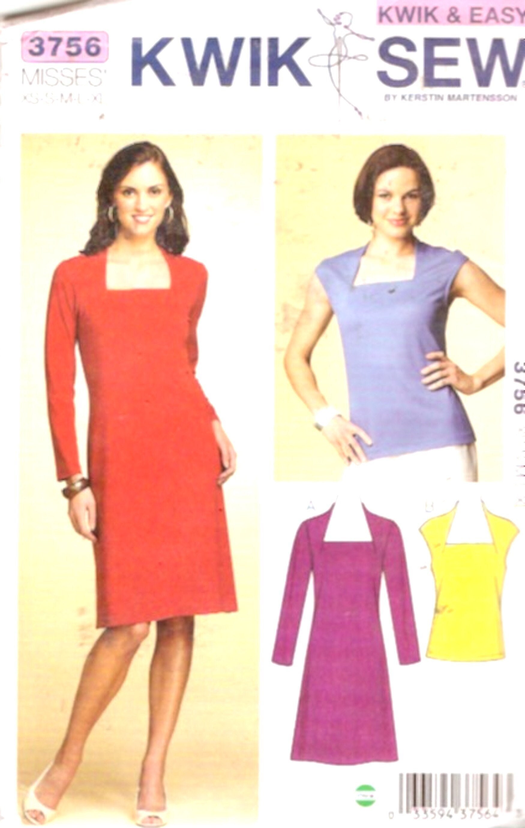 Kwik Sew K3610 Top and Dress Sewing Pattern, Size XS-S-M-L-XL