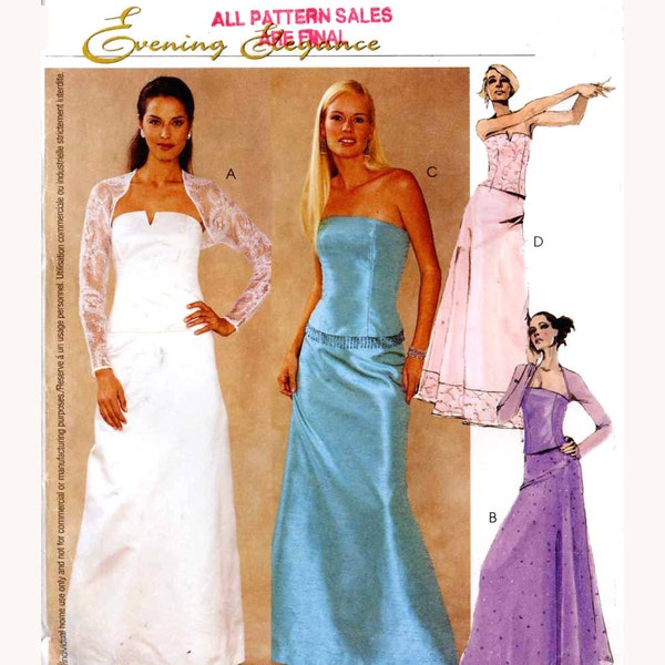 McCalls 3056 Wedding Bustier shrug skirt sewing pattern Brides Evening Elegance Sz 12 14 16 UNCUT