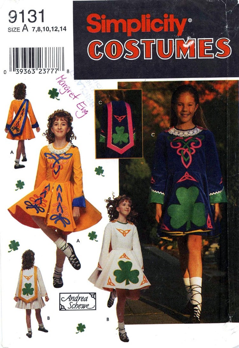 Simplicity 9131 girls celtic dress costume sewing pattern Size 7 8 0 12 14 UNCUT image 1