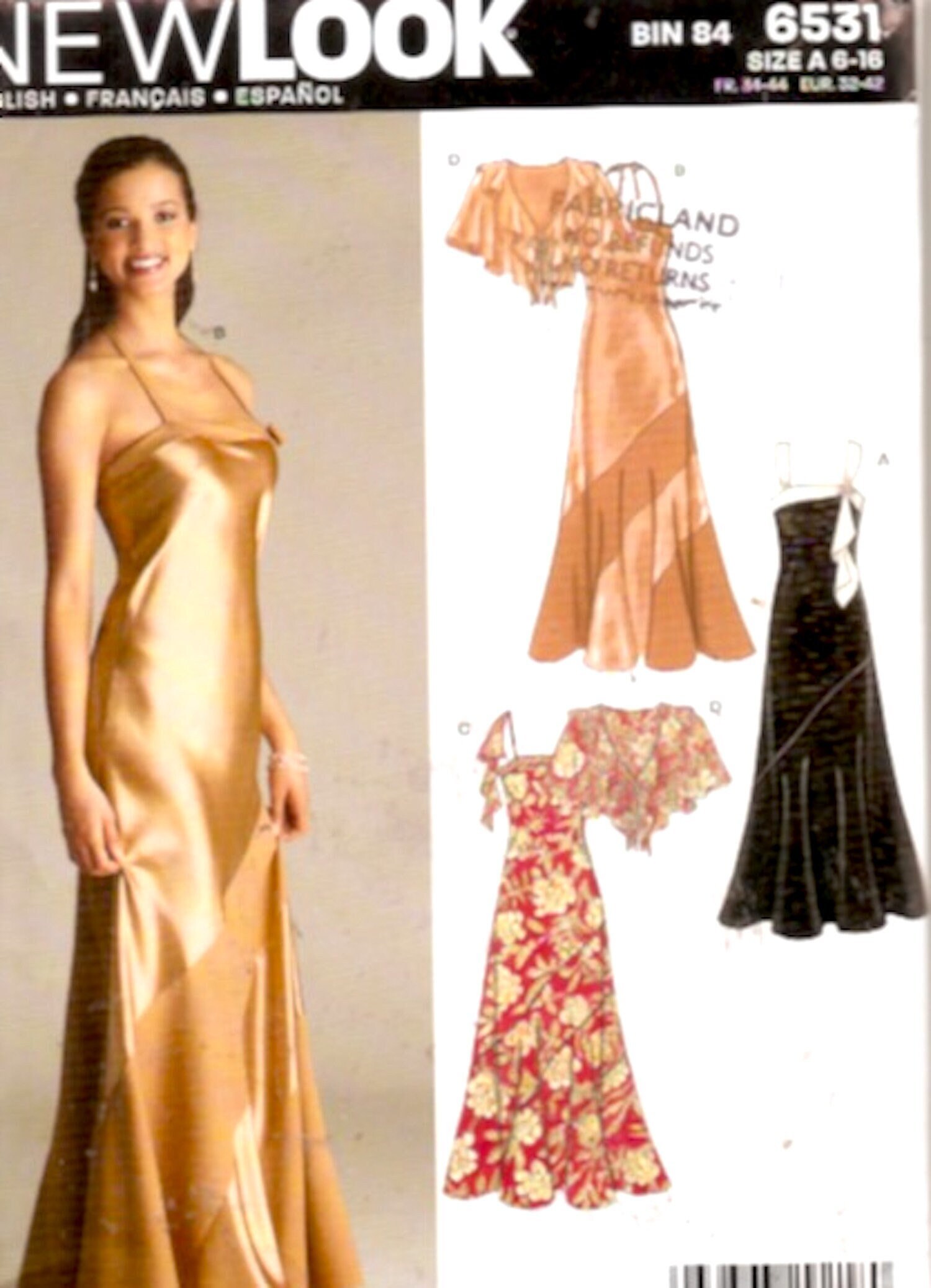 New Look Pattern 6551 Floor length Evening dresses and gowns with back  variations for misses sizes 8 – 20 | Sewing Pattern Heaven