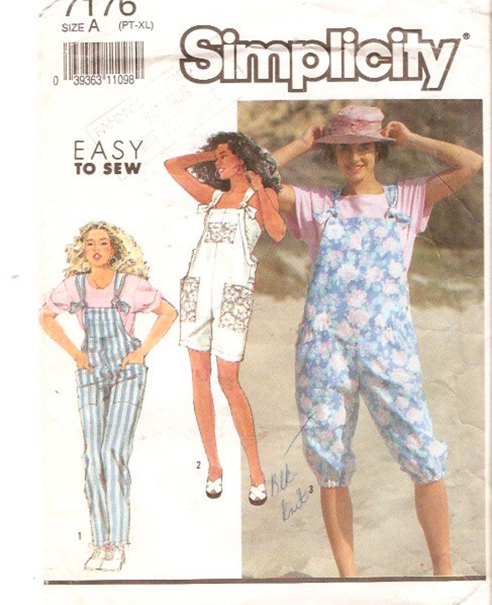 90s Womens overalls sewing pattern Simplicity 7176 Casual | Etsy