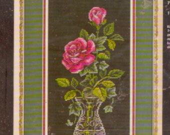 Roses in Crystal Dimensions 3875 counted cross stitch kit unopened Needlework Crafts NOS flowers garden lover