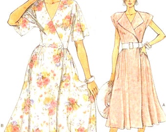 Wrap Day Dress Casual chic style Vintage sewing pattern Vogue 9282 80s UNCUT DIY fashion Bust 30 to 32