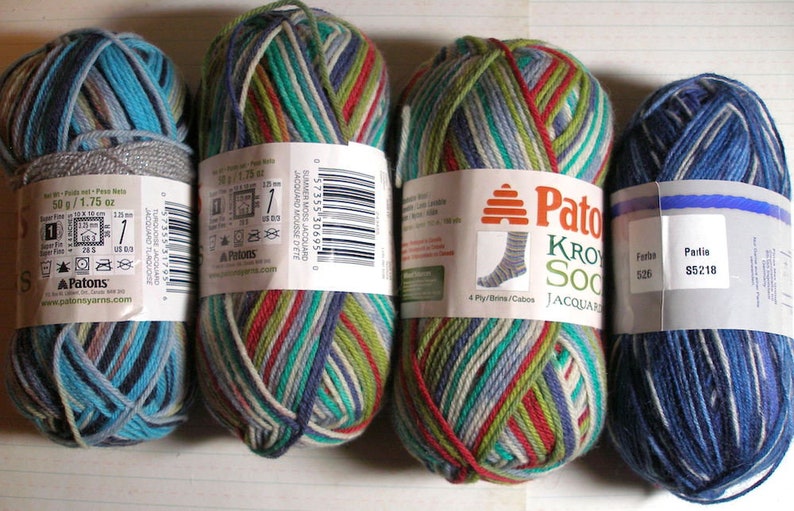 Patons Kroy yarn striped yarn Wool Blend 4 ply 50 Gram Each Super fine knitting Crochet yarn crafts supply image 5