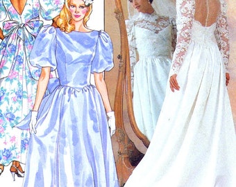 80s Romantic style Wedding gown Bridesmaid dress sewing pattern Butterick 3616 UNCUT Sz 14