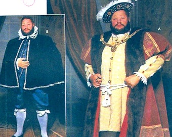 Simplicity 9650 sewing pattern Mens costume Coat Cape Hat Henry VIII England Sz Sm to Large UNCUT