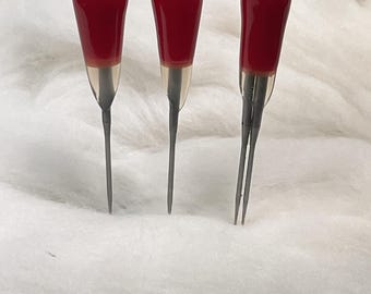 Felting Needles 38 star RED Multi-Purpose COMBO PACK  2 Single Point and 1 Double Point Color-Coded Needle Felting Tools with Rubber Handles