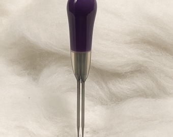 Felting Needles 40t PURPLE-ISH Spiral-Twist Double Point - Felt Alive Color-Coded Needle Felting Tool with Rubber Handle