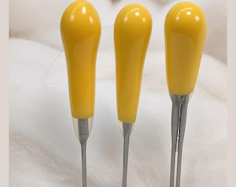 Felting Needles 40t YELLOW All-Purpose COMBO PACK  2 Single Point and 1 Double Point Color-Coded Needle Felting Tools with Rubber Handles