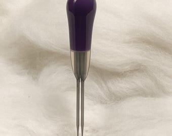 Felting Needles Spiral Twist 40t Purple Single Point 2 Pack - Felt Alive Color-Coded Needle Felting Tools with Rubber Handles.