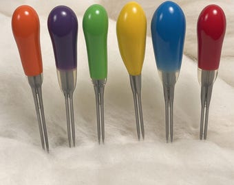 Color-Coded Felting Needles - Sample all Sizes / Gauges of our Double Point Needle Felting Tools with Rubber Handles