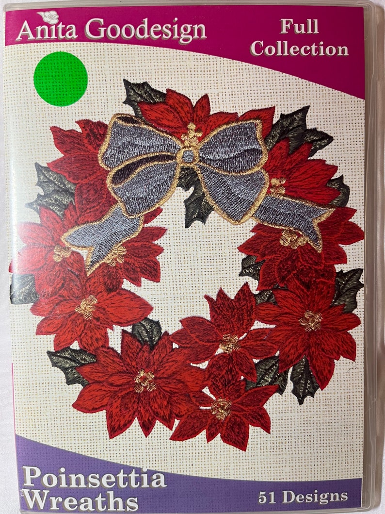 Anita Goodesign Full Collection Poinsettia Wreaths 51 Designs Used CD