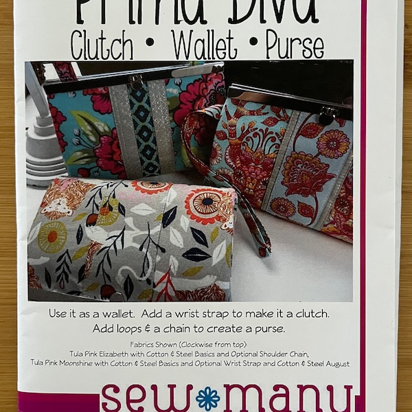 Prima Diva Clutch.Wallet.Purse Pattern Sew Many Creations