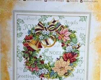 ITSTITCH Cross Stitch H790 Holiday Wreath 27”x 27”  11CT 3 Strands Kit