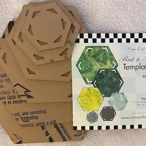 Come Quilt With Me Back to Basics Hexagon Template Set 6 Laser Cut image 1