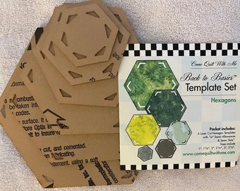 Come Quilt With Me Back to Basics Hexagon Template Set 6 Laser Cut