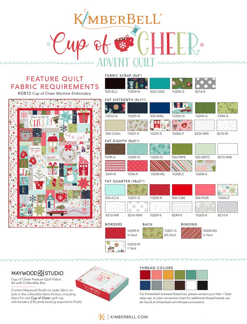 Kimberbell Cup of Cheer 10 Stacker Layer Cake 42 CD-Fabric Backing-Green Cup of Cheer Fabric image 7