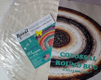 Colossal Round Rug & Jelly Roll Rug Pattern with 1 Roll Bosal Katahdin On-A-Roll 100% Organic Cotton 2 1/2” X 25 yds