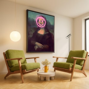 Toile graffiti moderne Mona Lisa, décoration murale pop art, toile chef-d&#39;oeuvre classique contemporain, style art urbain, oeuvre d&#39;art murale prête à accrocher