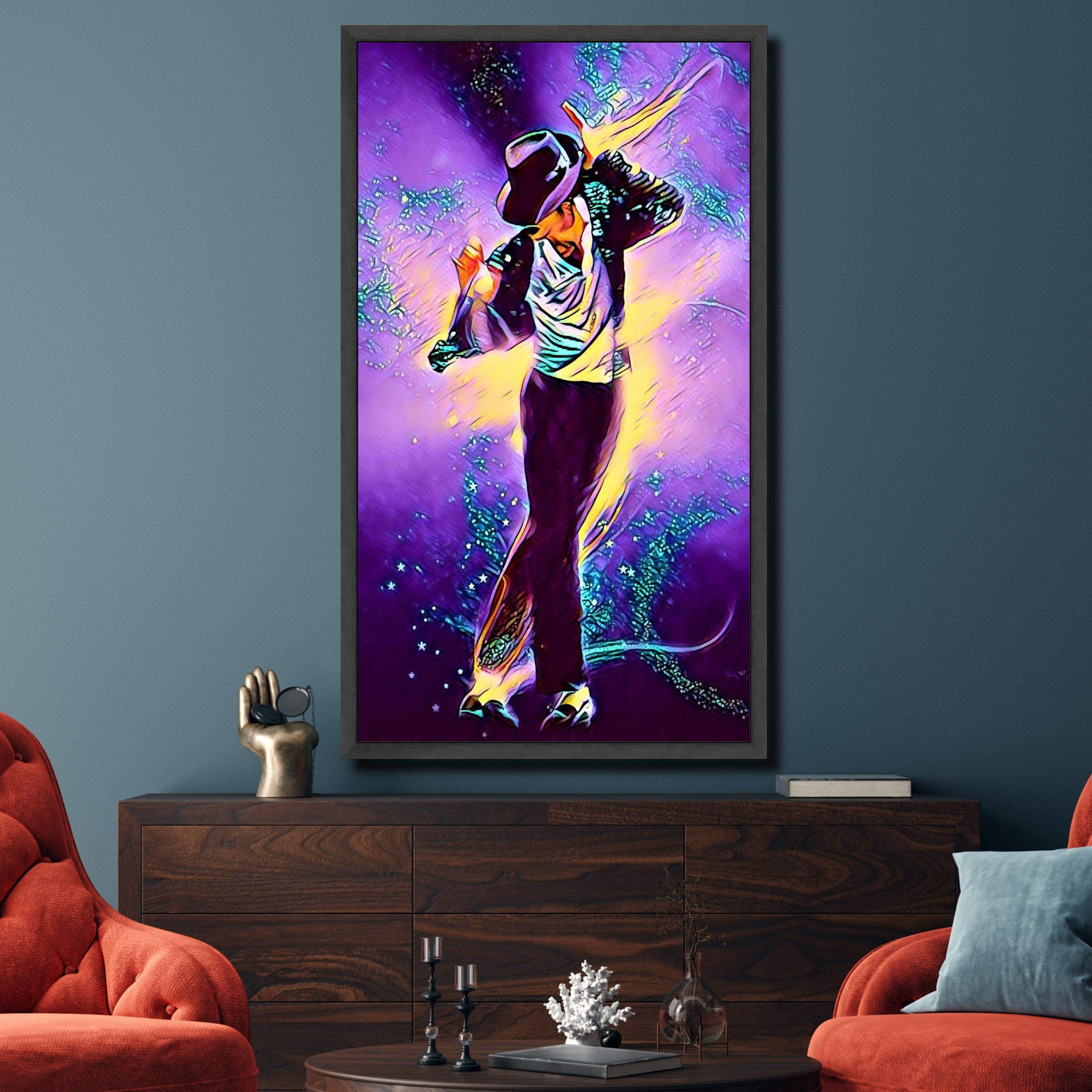 Michael Jackson Dance Pose Canvas, Purple Pop Art Wall Decor