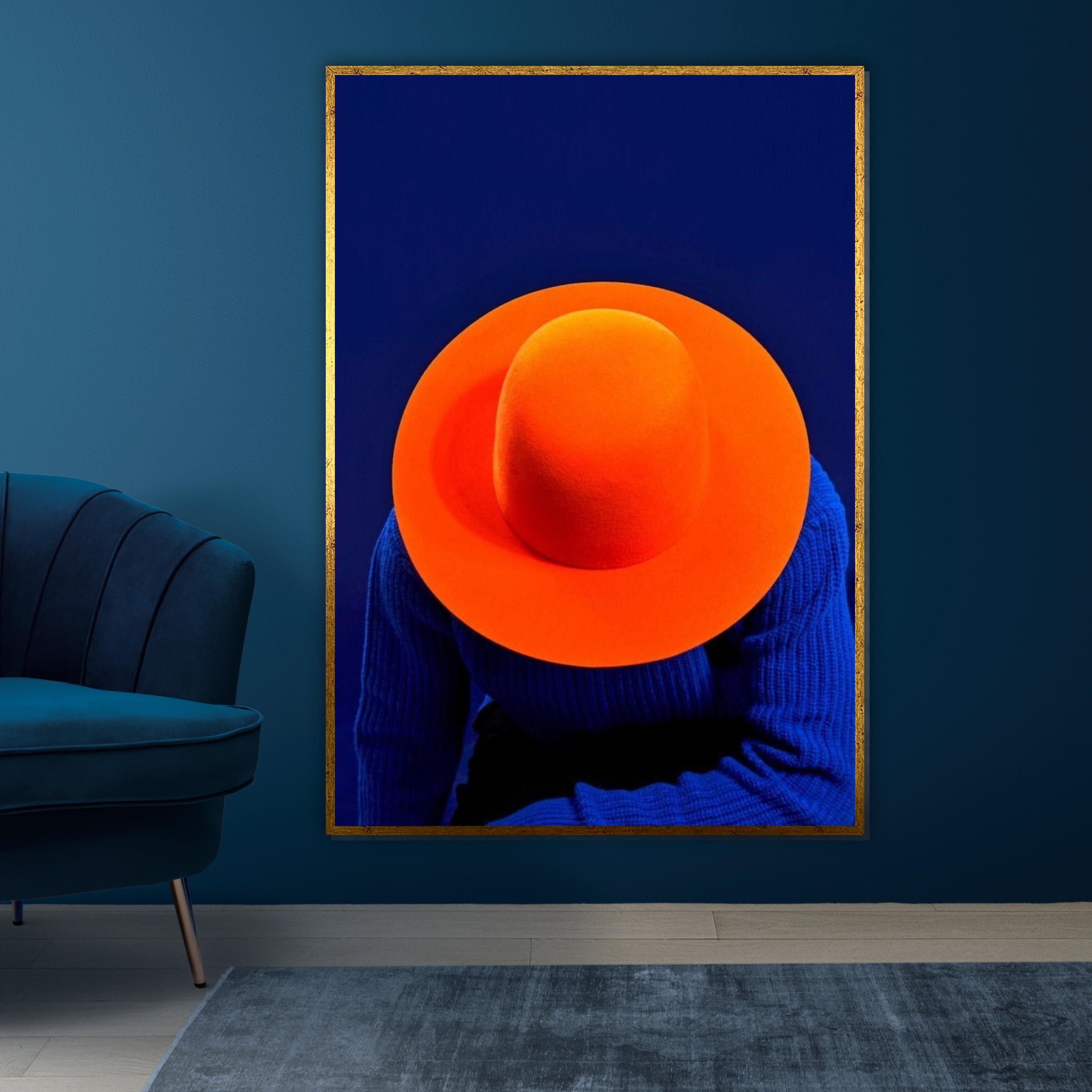 Vibrant Blue and Orange Artistic Hat Blue and orange African print hat – Awura main image 2