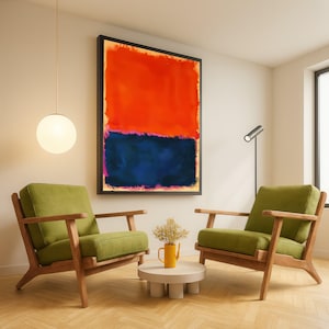Bold Abstract Color Block Canvas, Modern Orange and Blue Wall Art, Contemporary Home Decor, Vibrant Statement Piece, Ready to Hang Canvas