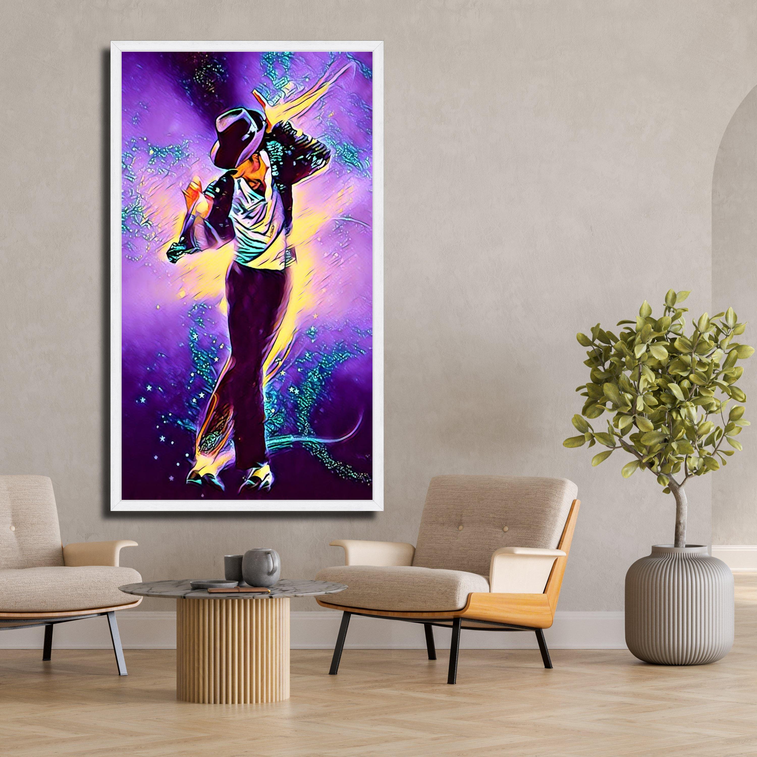 Michael Jackson Dance Pose Canvas, Purple Pop Art Wall Decor
