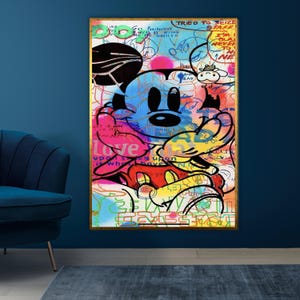 Bold Cartoon Graffiti, Vibrant Pop Art Canvas, Urban Wall Art, Cartoon Mashup Canvas Design, Ready to Hang Modern Street Art Decor