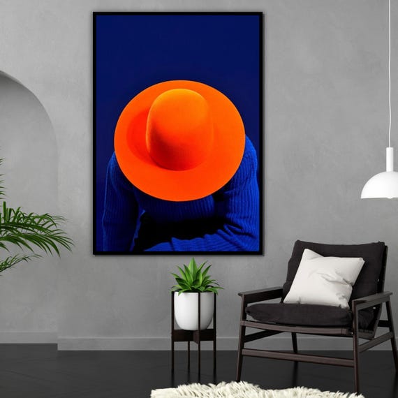 Vibrant Blue and Orange Artistic Hat Blue and orange African print hat – Awura main image 3
