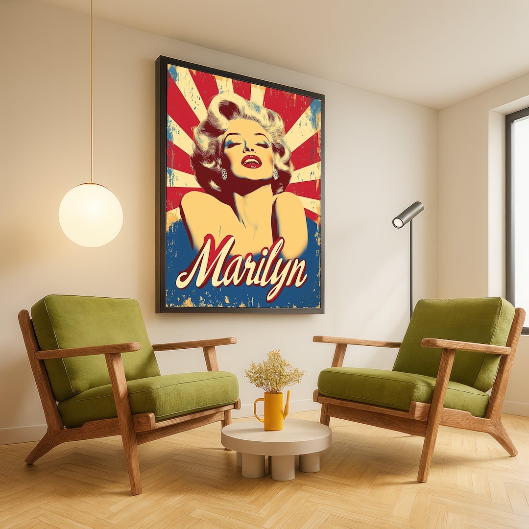 Retro Marilyn Monroe Canvas Wall Art, Vintage Pop Art Portrait, Glamour ...