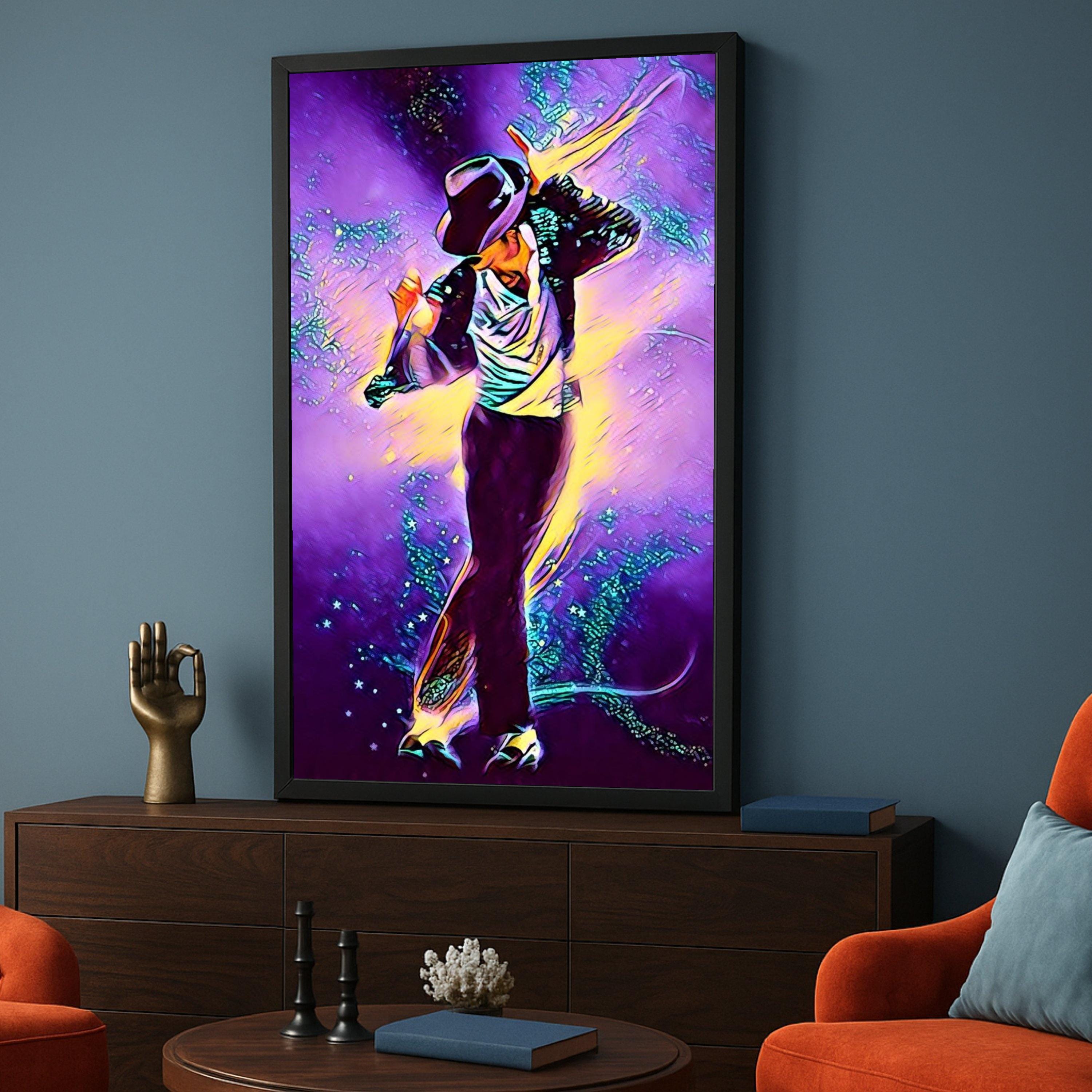 Michael Jackson Dance Pose Canvas, Purple Pop Art Wall Decor