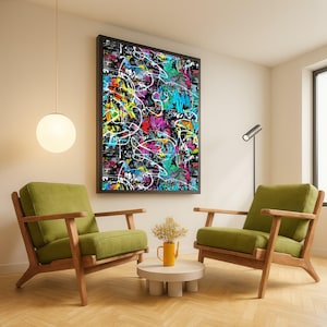 Vibrant Urban Graffiti Canvas, Abstract Street Art Wall Decor, Colorful Modern Canvas, Contemporary Urban Style, Ready to Hang Artwork